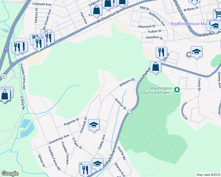 map of restaurants, bars, coffee shops, grocery stores, and more near 196 Armour Street in Washington