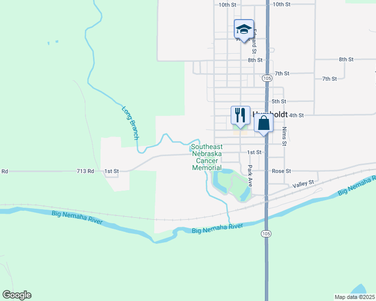 map of restaurants, bars, coffee shops, grocery stores, and more near 301 1st Street in Humboldt
