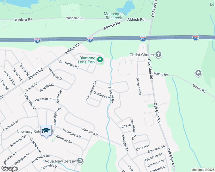 map of restaurants, bars, coffee shops, grocery stores, and more near 128 Starlight Road in Howell Township