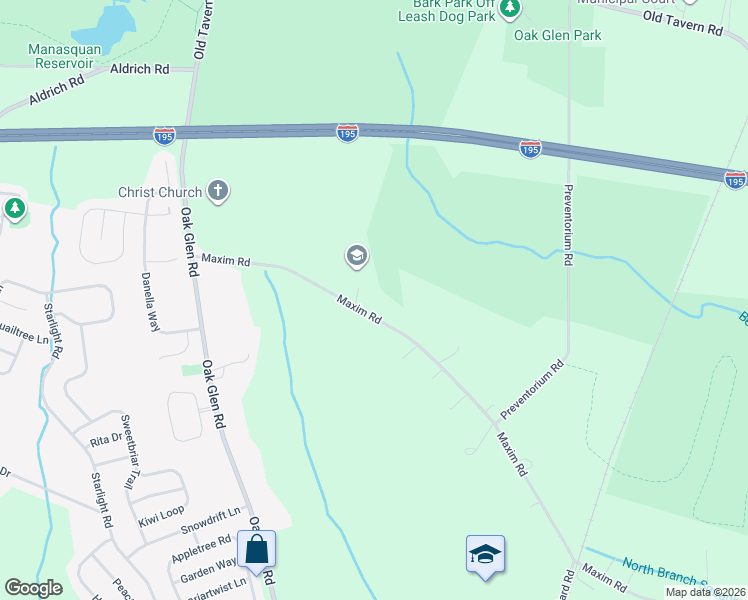 map of restaurants, bars, coffee shops, grocery stores, and more near 89 Maxim Road in Howell Township
