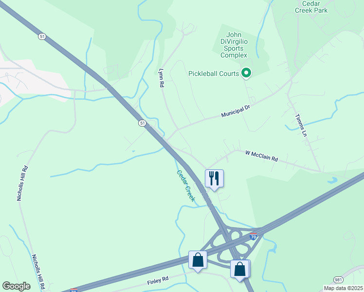 map of restaurants, bars, coffee shops, grocery stores, and more near 352 Concord Lane in Belle Vernon