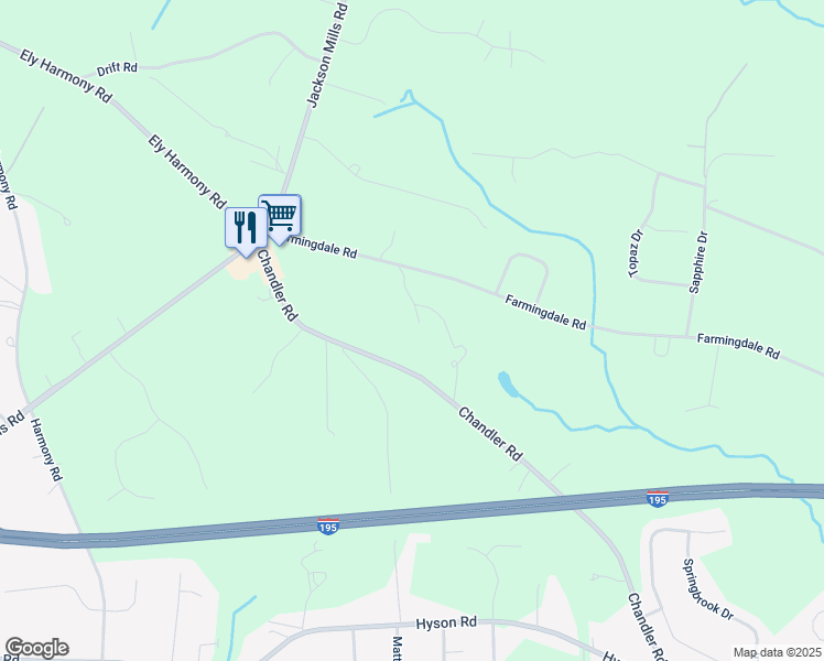 map of restaurants, bars, coffee shops, grocery stores, and more near 363 Chandler Road in Jackson Township