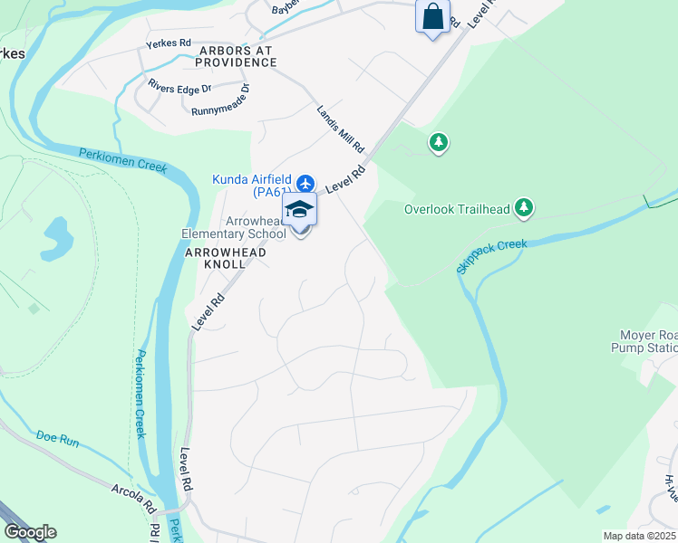 map of restaurants, bars, coffee shops, grocery stores, and more near 521 Winthrop Road in Collegeville