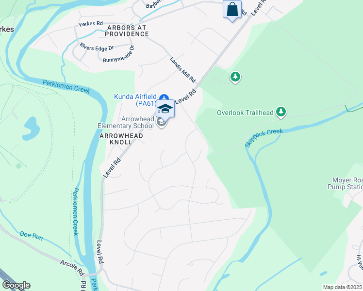 map of restaurants, bars, coffee shops, grocery stores, and more near 521 Winthrop Road in Collegeville