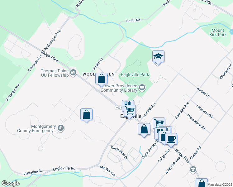 map of restaurants, bars, coffee shops, grocery stores, and more near 4013 Bittersweet Circle in Collegeville