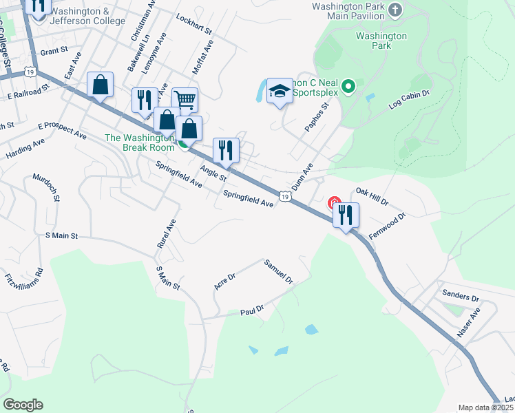 map of restaurants, bars, coffee shops, grocery stores, and more near 850 East Maiden Street in Washington