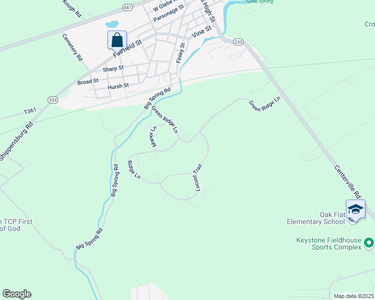 map of restaurants, bars, coffee shops, grocery stores, and more near Green Ridge Lane in Newville