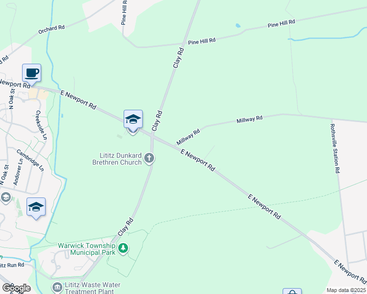 map of restaurants, bars, coffee shops, grocery stores, and more near 300 Millway Rd in Lititz