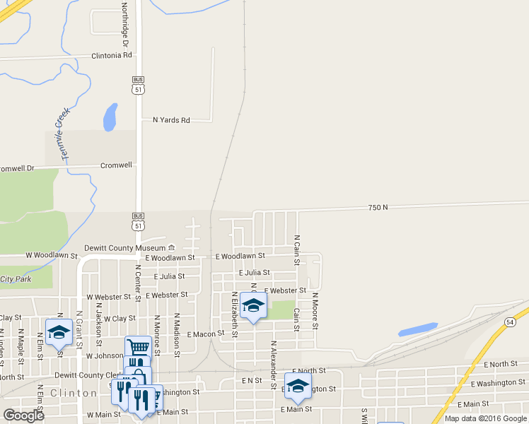 map of restaurants, bars, coffee shops, grocery stores, and more near 720 East Marion Street in Clinton