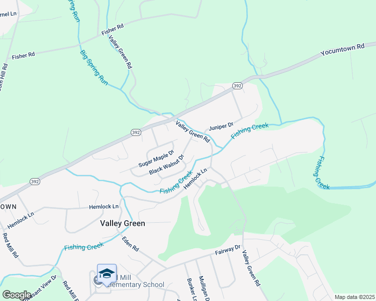 map of restaurants, bars, coffee shops, grocery stores, and more near 30 Black Walnut Drive in Valley Green