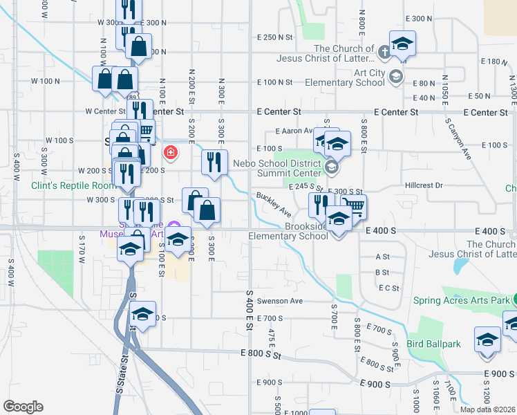 map of restaurants, bars, coffee shops, grocery stores, and more near 436 Buckley Avenue in Springville