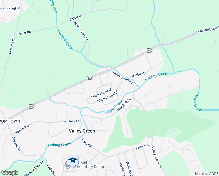 map of restaurants, bars, coffee shops, grocery stores, and more near 35 Sugar Maple Drive in Valley Green