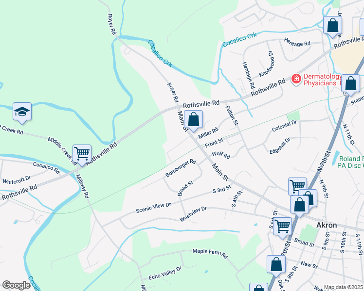 map of restaurants, bars, coffee shops, grocery stores, and more near 15 Crestview Drive in Akron