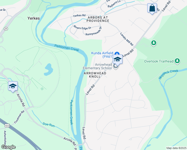 map of restaurants, bars, coffee shops, grocery stores, and more near 5003 Tomahawk Drive in Collegeville