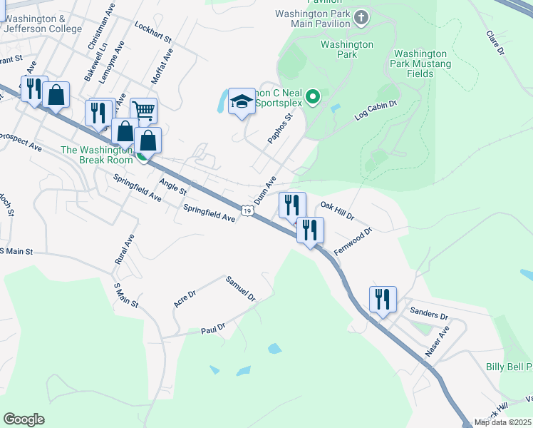 map of restaurants, bars, coffee shops, grocery stores, and more near 923 East Maiden Street in Washington