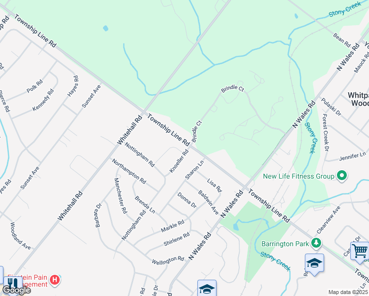 map of restaurants, bars, coffee shops, grocery stores, and more near 613 Township Line Road in East Norriton