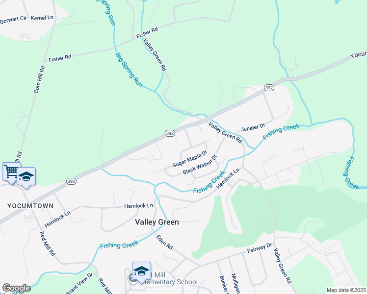 map of restaurants, bars, coffee shops, grocery stores, and more near 40 Burning Brush Circle in Valley Green