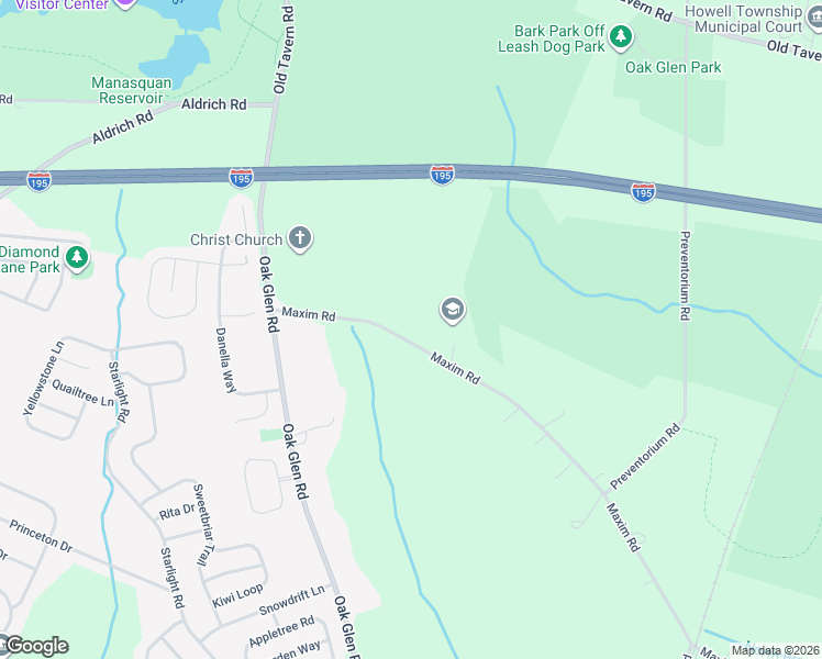 map of restaurants, bars, coffee shops, grocery stores, and more near 63 Maxim Road in Howell Township