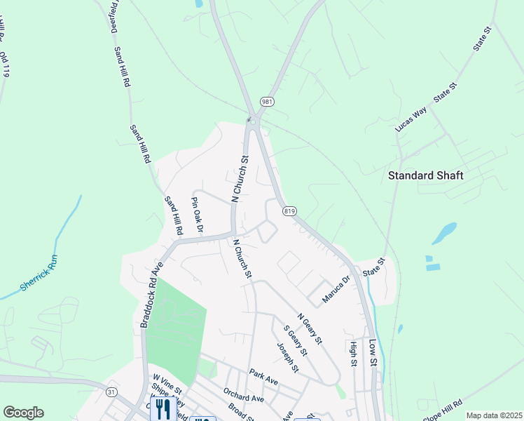 map of restaurants, bars, coffee shops, grocery stores, and more near 110 Shady Street in Mount Pleasant