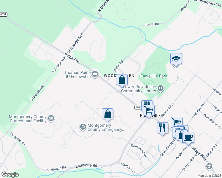 map of restaurants, bars, coffee shops, grocery stores, and more near 3 Wilson Boulevard in Eagleville