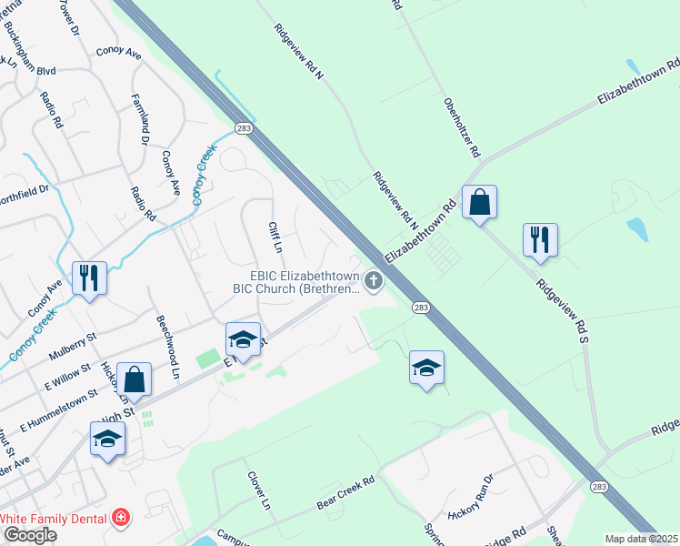 map of restaurants, bars, coffee shops, grocery stores, and more near 959 Old Elizabethtown Road in Elizabethtown