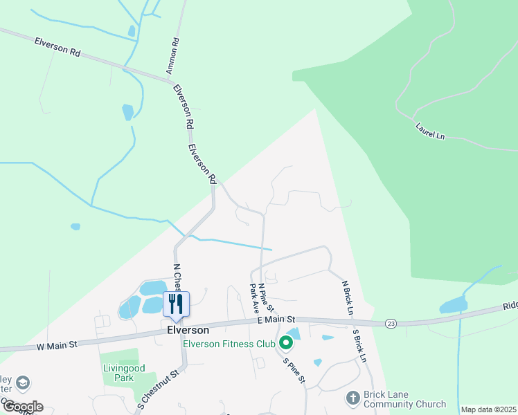 map of restaurants, bars, coffee shops, grocery stores, and more near 92 Park Avenue in Elverson