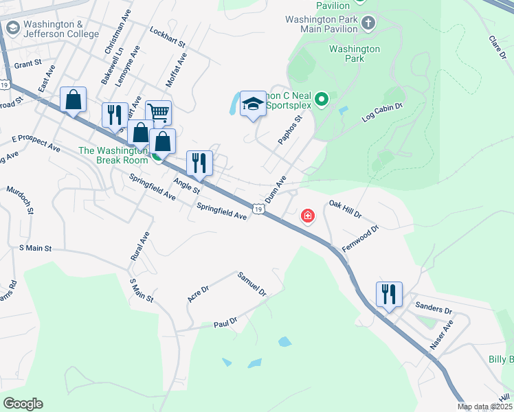 map of restaurants, bars, coffee shops, grocery stores, and more near 897 East Maiden Street in Washington