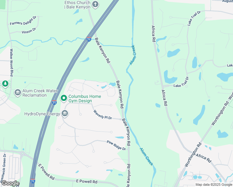 map of restaurants, bars, coffee shops, grocery stores, and more near 7281 Kirklington Street in Lewis Center