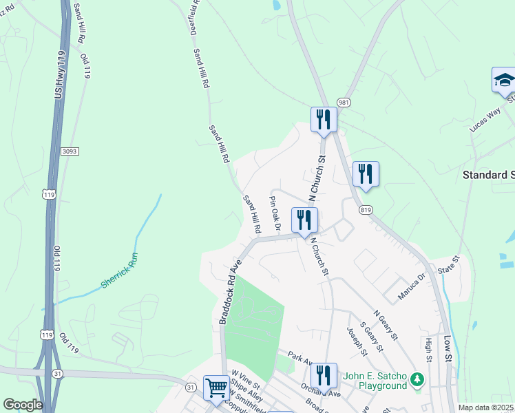 map of restaurants, bars, coffee shops, grocery stores, and more near 615 Sand Hill Road in Mount Pleasant