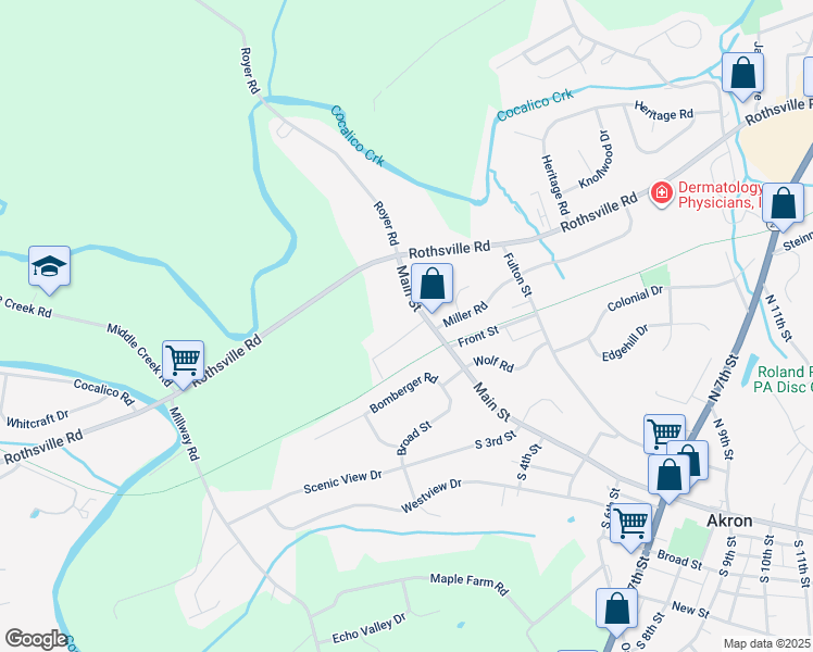 map of restaurants, bars, coffee shops, grocery stores, and more near 10 Crestview Drive in Akron
