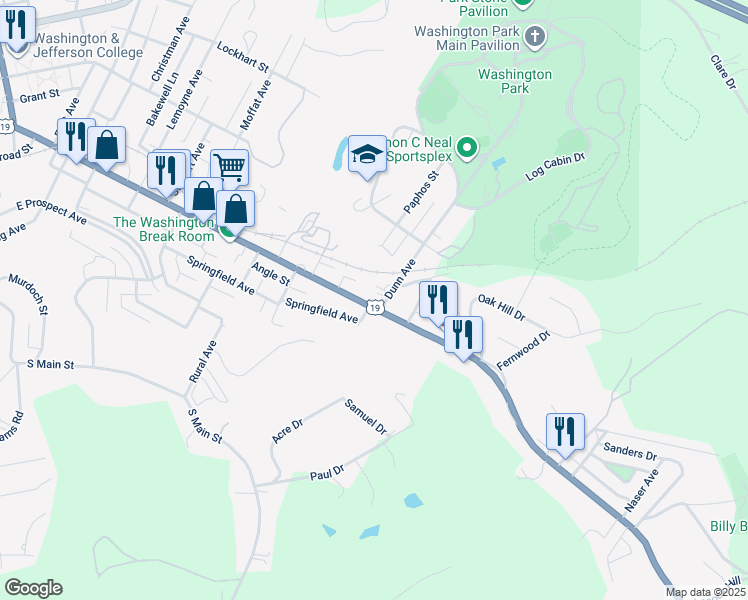 map of restaurants, bars, coffee shops, grocery stores, and more near 923 East Maiden Street in Washington