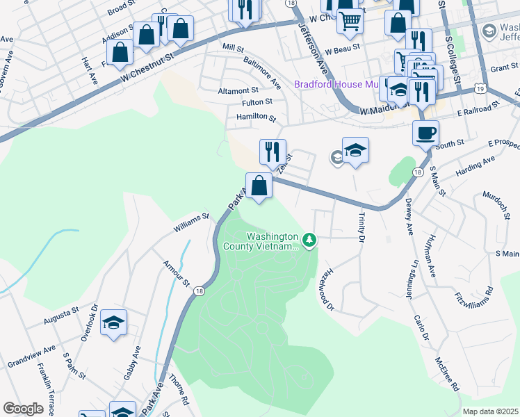 map of restaurants, bars, coffee shops, grocery stores, and more near in Washington