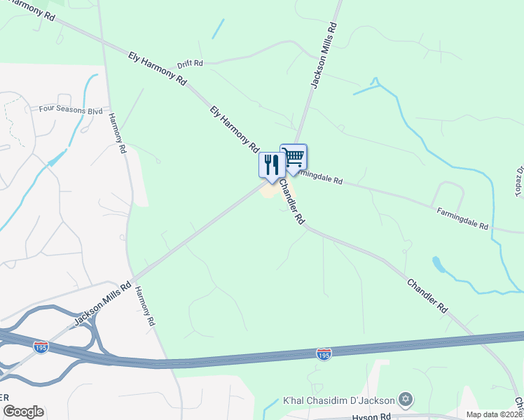 map of restaurants, bars, coffee shops, grocery stores, and more near 651 Jackson Mills Road in Jackson Township