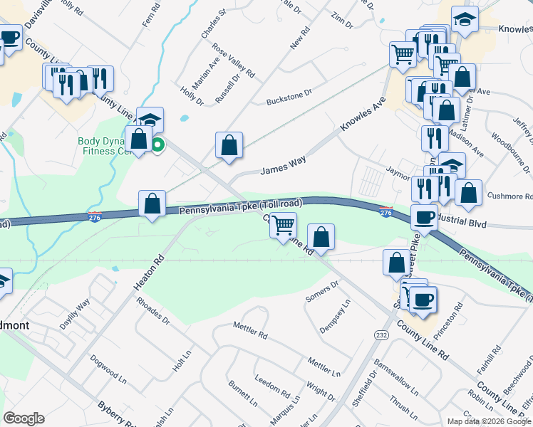 map of restaurants, bars, coffee shops, grocery stores, and more near in 