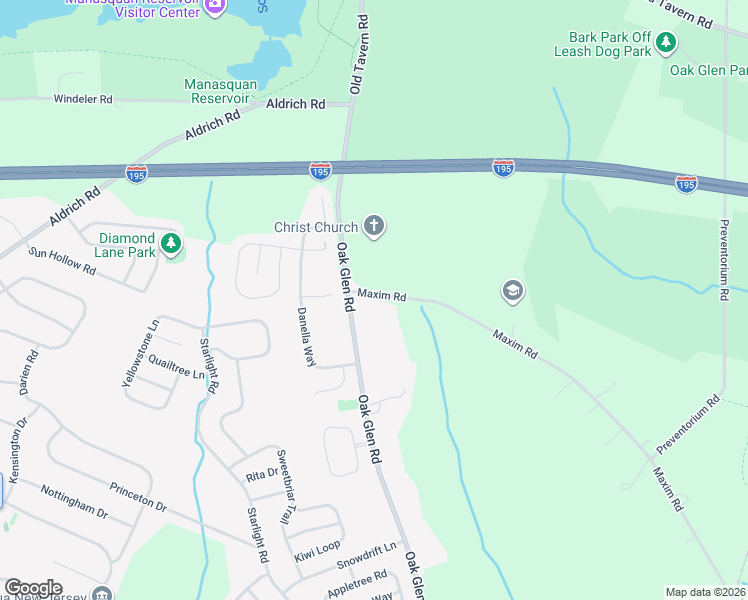 map of restaurants, bars, coffee shops, grocery stores, and more near 14 Maxim Road in Howell Township
