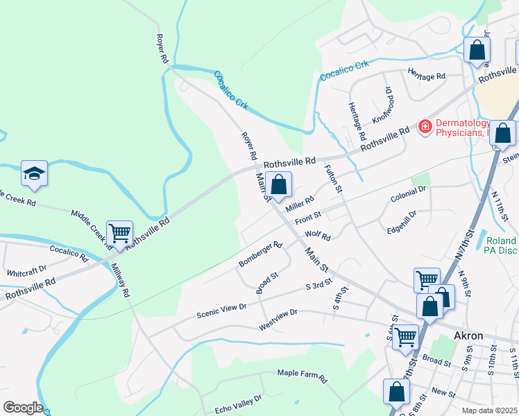 map of restaurants, bars, coffee shops, grocery stores, and more near 10 Crestview Drive in Akron