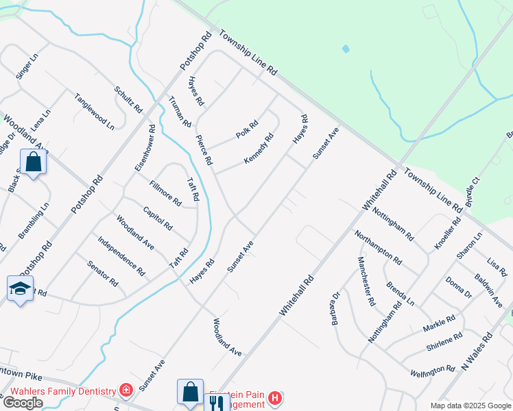 map of restaurants, bars, coffee shops, grocery stores, and more near 3204 Hayes Road in Norristown