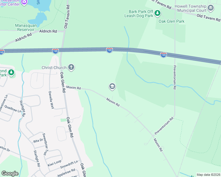 map of restaurants, bars, coffee shops, grocery stores, and more near 63 Maxim Road in Howell Township