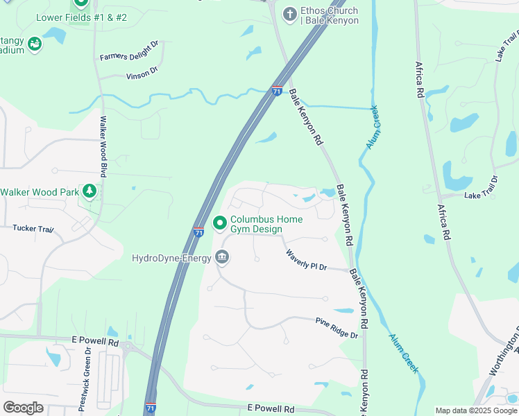 map of restaurants, bars, coffee shops, grocery stores, and more near 3810 Evelynton Avenue in Lewis Center