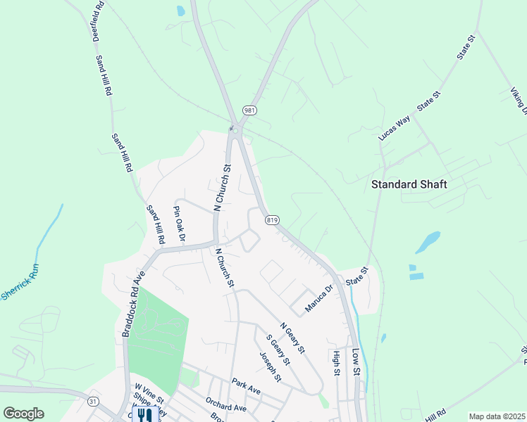 map of restaurants, bars, coffee shops, grocery stores, and more near Route 819 in Mount Pleasant