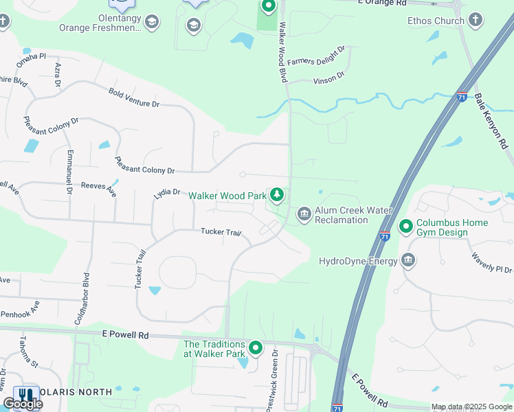 map of restaurants, bars, coffee shops, grocery stores, and more near 7741 Windy Hill Court in Lewis Center