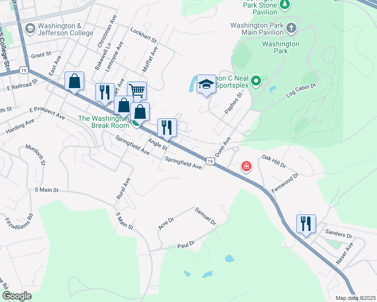 map of restaurants, bars, coffee shops, grocery stores, and more near 809 East Maiden Street in Washington