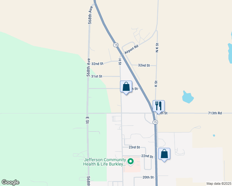 map of restaurants, bars, coffee shops, grocery stores, and more near 2801 H Street in Fairbury