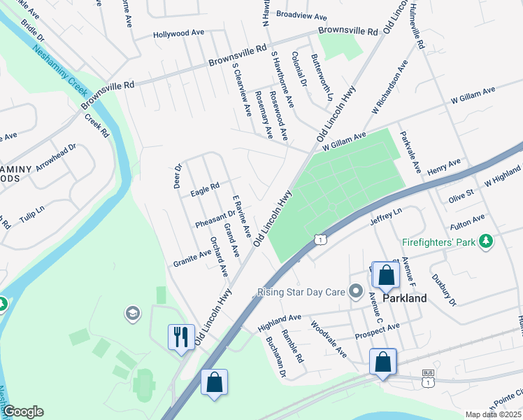 map of restaurants, bars, coffee shops, grocery stores, and more near 570 Rosewood Avenue in Langhorne