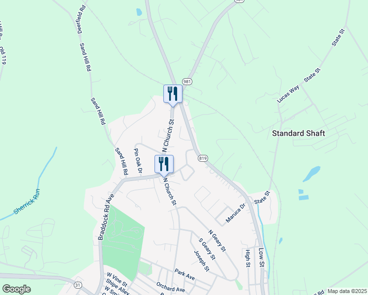 map of restaurants, bars, coffee shops, grocery stores, and more near 110 Shady Street in Mount Pleasant