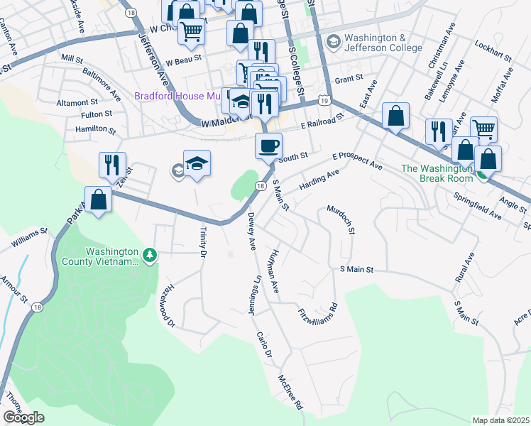 map of restaurants, bars, coffee shops, grocery stores, and more near 41 Acheson Avenue in Washington