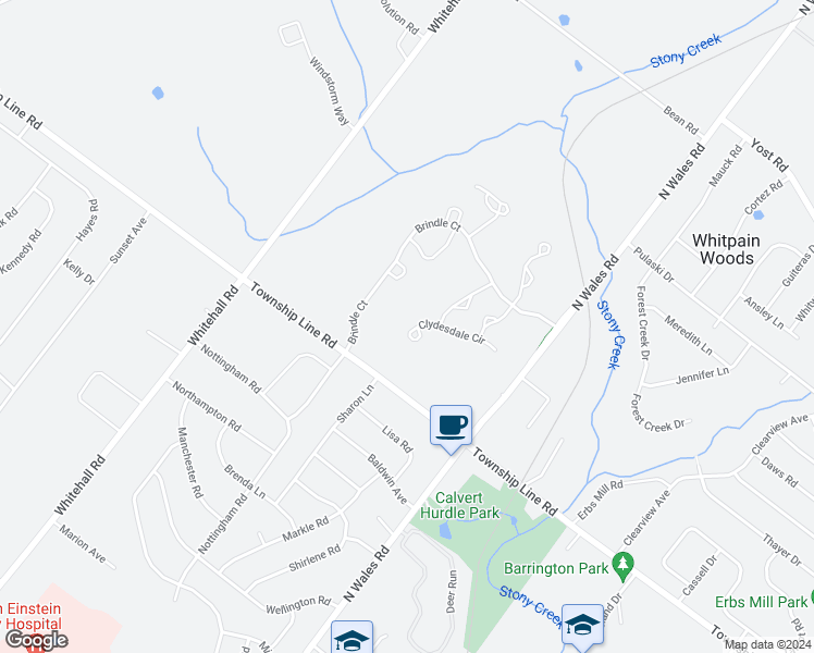 map of restaurants, bars, coffee shops, grocery stores, and more near 126 Clydesdale Circle in Norristown