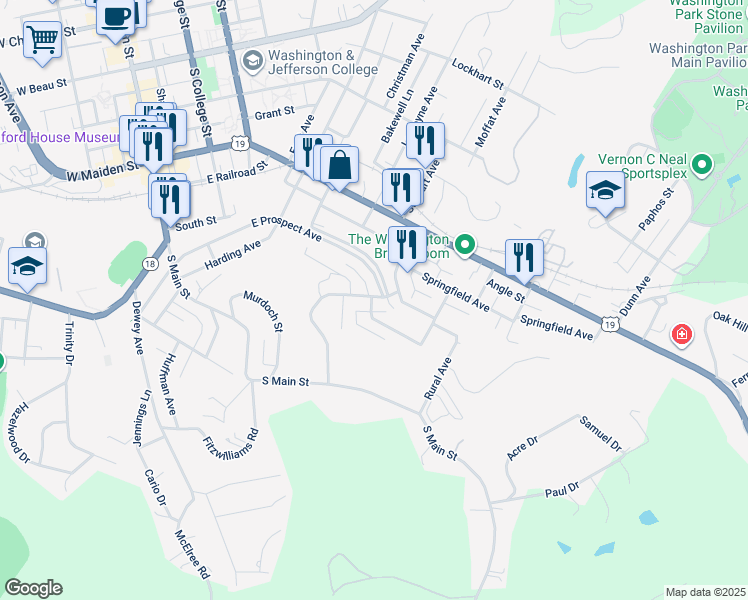 map of restaurants, bars, coffee shops, grocery stores, and more near 360 East Prospect Avenue in Washington