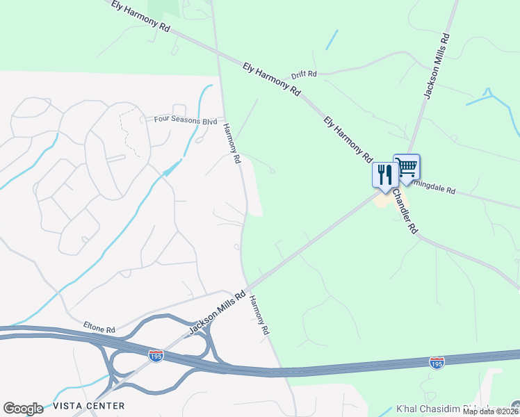 map of restaurants, bars, coffee shops, grocery stores, and more near 825 Harmony Road in Jackson