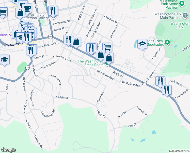 map of restaurants, bars, coffee shops, grocery stores, and more near 150 1/2 Elm Street in Washington